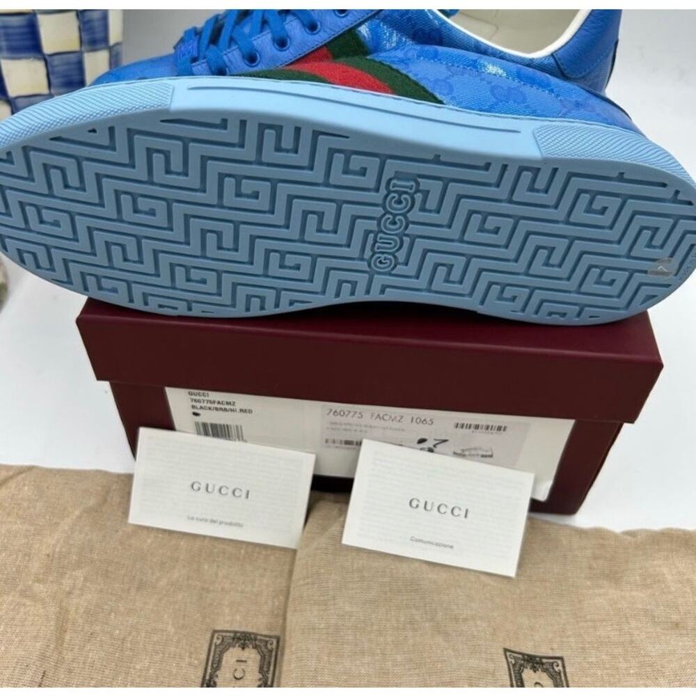 Men's Gucci ace crystal canvas low top sneakers size 7 fits 7.5 US made in Italy - Picture 7 of 14